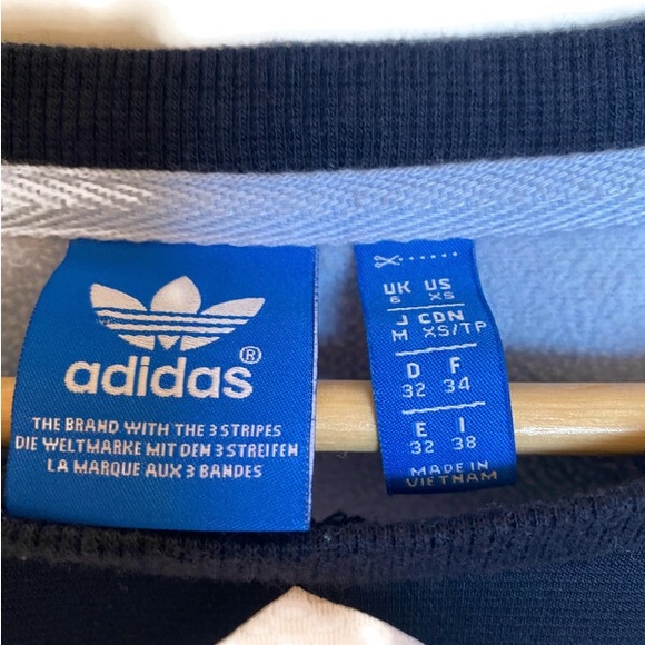 Adidas Purple Cropped Long Sleeve Sweatshirt Colour Block Sz XS - Picture 5 of 7